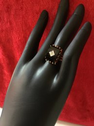 14k Gold Diamond And Black Onyx Ring Size 6.5