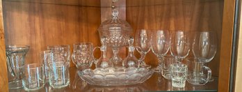 Clear Glass Collection: Beer, Water, Coffee, Oil & Vinegar Cruet, Covered Candy Dish, Nut Dish, Sundae Glass