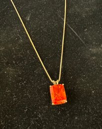 Gold Tone Over Sterling Silver Necklace And Pendant