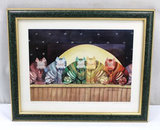 Art  Jeanne Nash Limited Edition Cat Print Moon Over Meow Me 1993 Signed