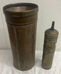 Brass Coffee Grinder And Copper Vessel