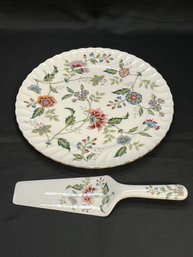 Andrea By Sadek Cake Plate & Server Fine Porcelain China Buckingham Pattern