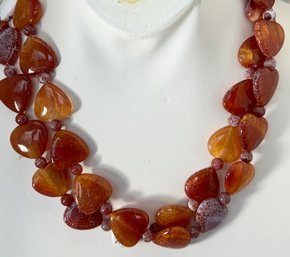 DESIGNER JAY KING HEART LACE AGATE? DOUBLE STRAND NECKLACE