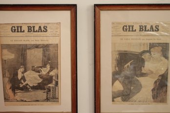 Lot Of 2 Framed Antique Oringinal GIL BLAS Romantic Covers