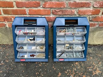 Pair Of Hardware Bins With Assorted Hardware