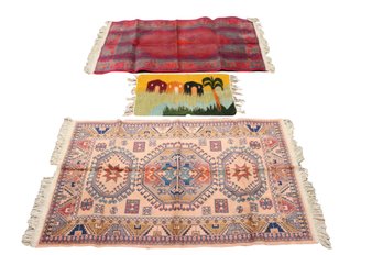 2 Prayer Rugs And A Vibrant Picturesque Flatwoven Fiber Art