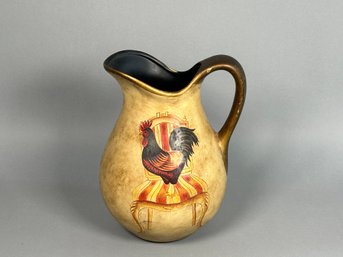 Handpainted Rooster Ceramic Pitcher