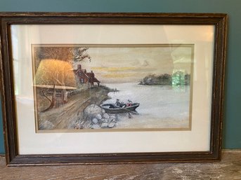 Framed Coastal, Watercolor And Pencil Painting Attributed To Edith Patch