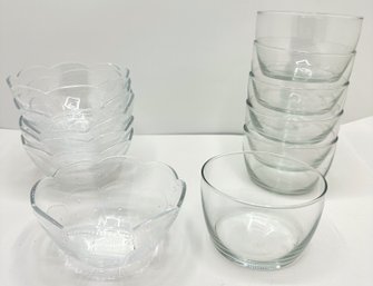 12 Glass Dessert Bowls In 2 Styles, Appear Unused