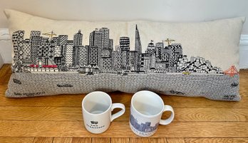 Large San Francisco Throw Pillow & 2 San Francisco Mugs