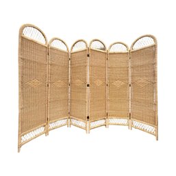 Vintage Mid 20th Century Rattan Wicker Screen 6 Panel