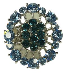 Costume Silver Tone Blue Rhinestone Ladies Ring