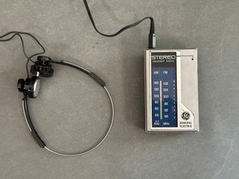 Vintage General Electric AM/FM Headset Radio, 1980s