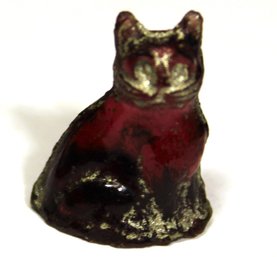 Czech. Antique Amethyst Tiny Glass Seated Cat Figure 1920s