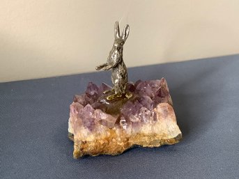 Pewter Bunny On Amethyst Base