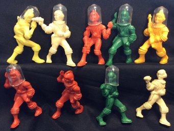 Lot Of (9) 1950s Ajax Archer Space Ranger Spacemen 3.5' Action Figures