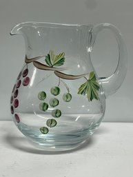 Hand Painted Glass Pitcher