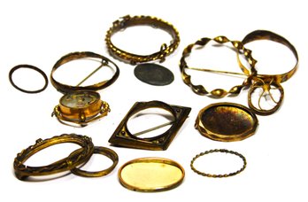 Lot 13 Victorian Antique Gold Filled Brooch Frames