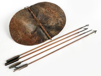 Traditional African Maasi Shield And Arrows From Tanzania