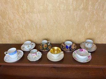 Collection Of Eight Antique To Vintage Demitasse Cups & Saucers