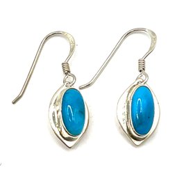 Sterling Silver Turquoise Color Polished Stone Dangle Earrings