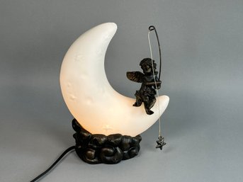 A Whimsical Moon Cherub Lamp