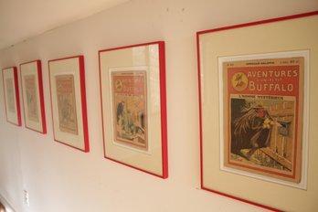 Group Of 5 Framed Antique Adventure D'un Petit Buffalo Covers