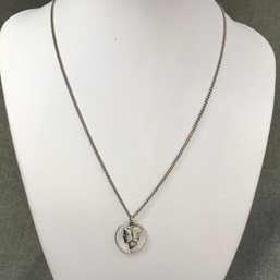 Lovely Antique Mercury (1916-1945) Dime Made Into Pendant On Vintage Sterling Necklace - GREAT PIECE !