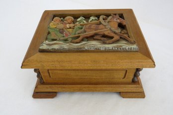 Lovely Carved Wooden Musical Jewelry Box By Reuge - Working