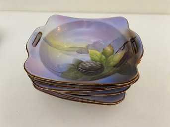 Hand Painted Japanese Two Handled Dishes