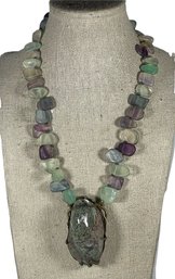 Massive Tourmaline Amethyst Necklace Sterling Silver HUGE PENDANT