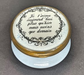 Collectible Enamel Patch Box Having Sentiment English