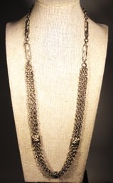 Continental Early Sterling Silver Linked Necklace 26' Long