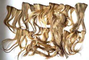 Clip In Custom Made Blonde Highlights Human Hair Extensions In Different Sizes  (13 Pieces)