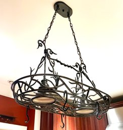 A Large Wrought Iron Pot Rack/Kitchen Chandelier Combo - YOU REMOVE