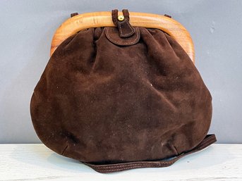 A Vintage Ladies' Suede Purse - C. 1980's