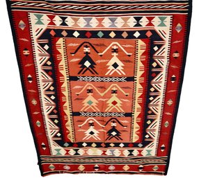 Large Flat-weave Tribal Wool Rug