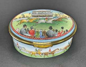 Staffordshire Enamels Horse Race Oval Patch Box