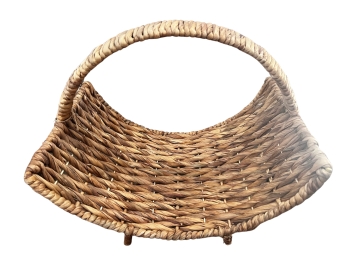 Lovely Natural Woven Gathering Basket For Hearth, Kindling, Newspapers