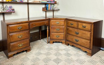 A Classic And Versatile Corner Desk And Dresser Three Piece Unit By Dixie Furniture