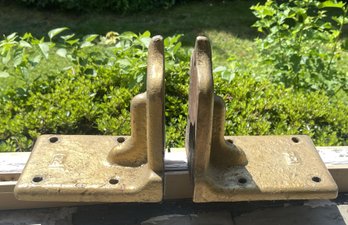 Very Heavy Gold Painted Cast Iron Brackets Marked 132