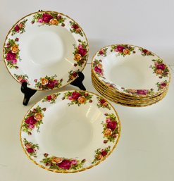 (Lot #1)  Lot Of 8 (eight) New Royal Albert Old Country Roses 8' Rim Soup Bowls