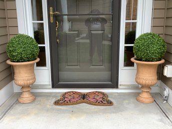 Resin Planters With Faux Greenery