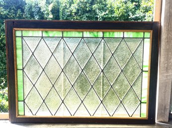 Very Large Vintage Diamond Pattern Stained Glass Window