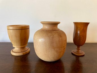 Three Turned Wood Vessels