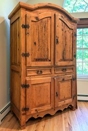A Vintage Mexican Paneled Pine Cabinet - Versatile As Storage, Wardrobe, Entertainment, You Name It!