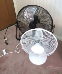 Large Black Floor Fan And White Table Fan