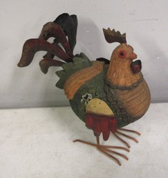 Hard Plastic Rooster W/ Metal Tail And Wings