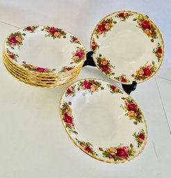(Lot #2)  Lot Of 8 (eight) New Royal Albert Old Country Roses 8' Rim Soup Bowls