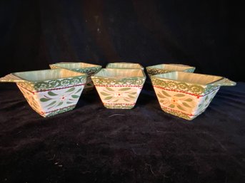 6 Piece Temptations By Tara Old World Green Square Bowl Dishes